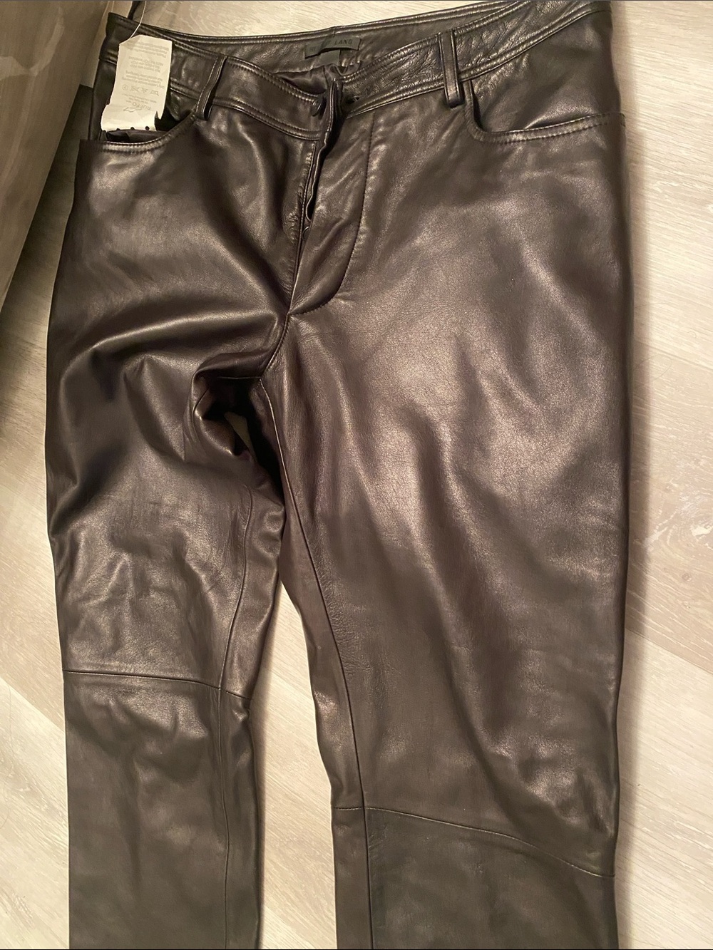 Helmut Lang leather genuine Black Straight Leg Pants size 10 waist 36 in - Picture 7 of 9